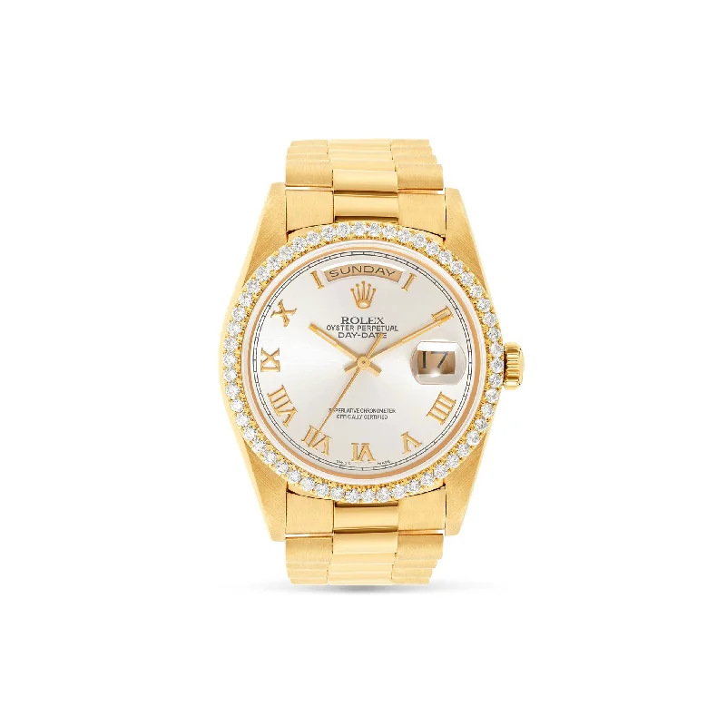 Ladies bracelets vintage allure -Rolex Day-Date 36mm White Diamond Dial With Presidential Bracelet