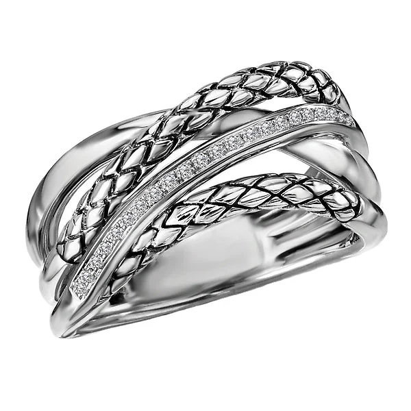 ladies rings meditation-Ladies Twist Sterling Silver Ring