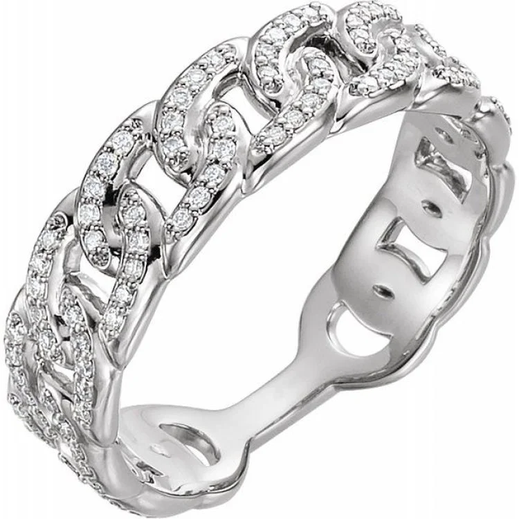 ladies rings red-Sterling Silver 1/4 CTW Diamond Stackable Chain Link Ring