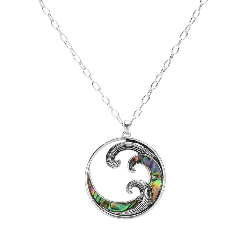 Ladies necklaces halo design -Crashing Abalone Wave Necklace