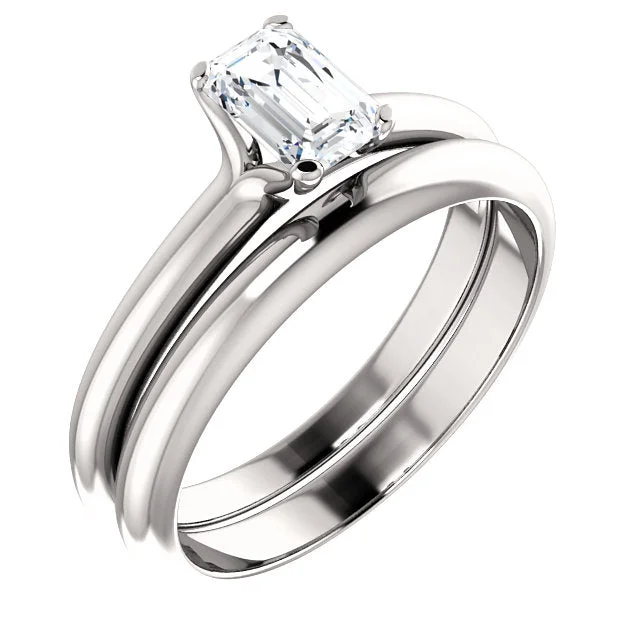 ladies engagement rings fall-14K White Emerald Solitaire Engagement Ring Matching Band 122005:673:PMB