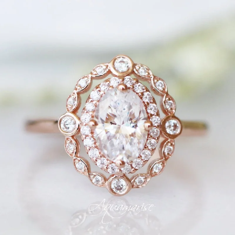 ladies engagement rings high-end-Valentina Engagement Ring- 10K/14K/18K Solid Rose Gold