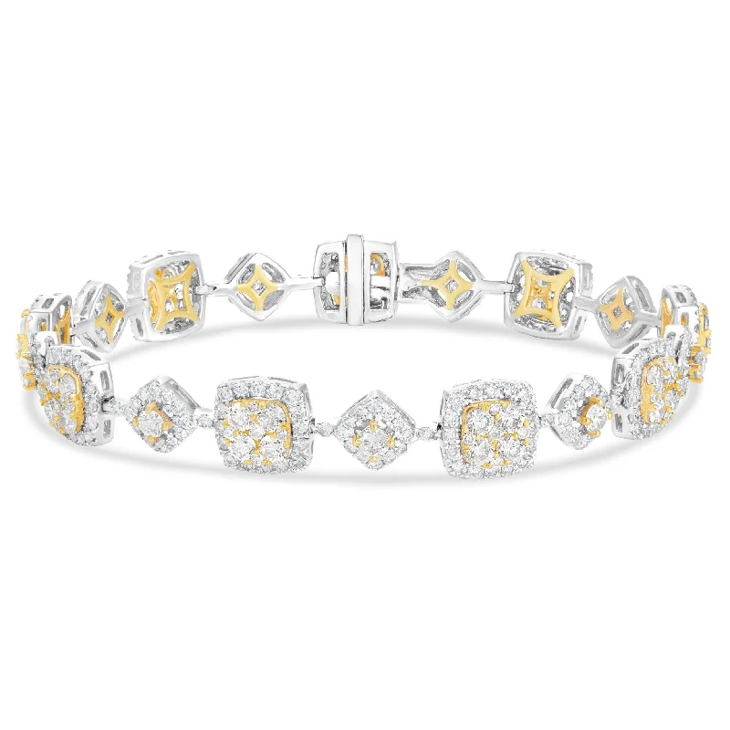 Ladies bracelets chic shine -14K White & Yellow Gold 6.5ct Cluster Diamond Bracelet