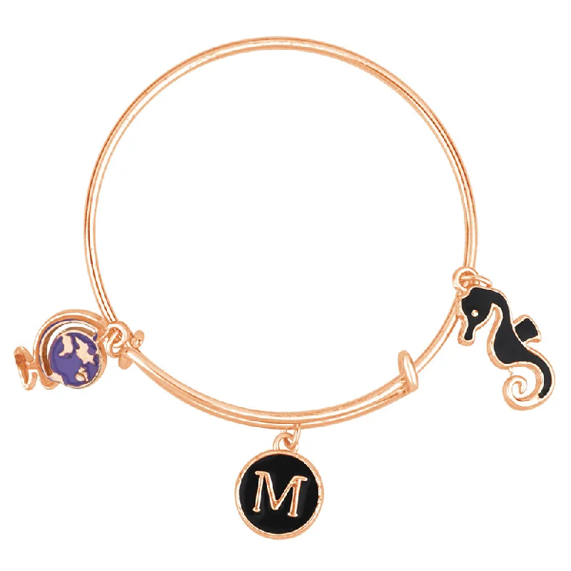 Ladies bracelets infinity shine -Mahi M Letter & Sea Horse Shaped Rose Gold Plated Enamel Work Charms Kids Bracelets for Kids (BRK1100979Z)