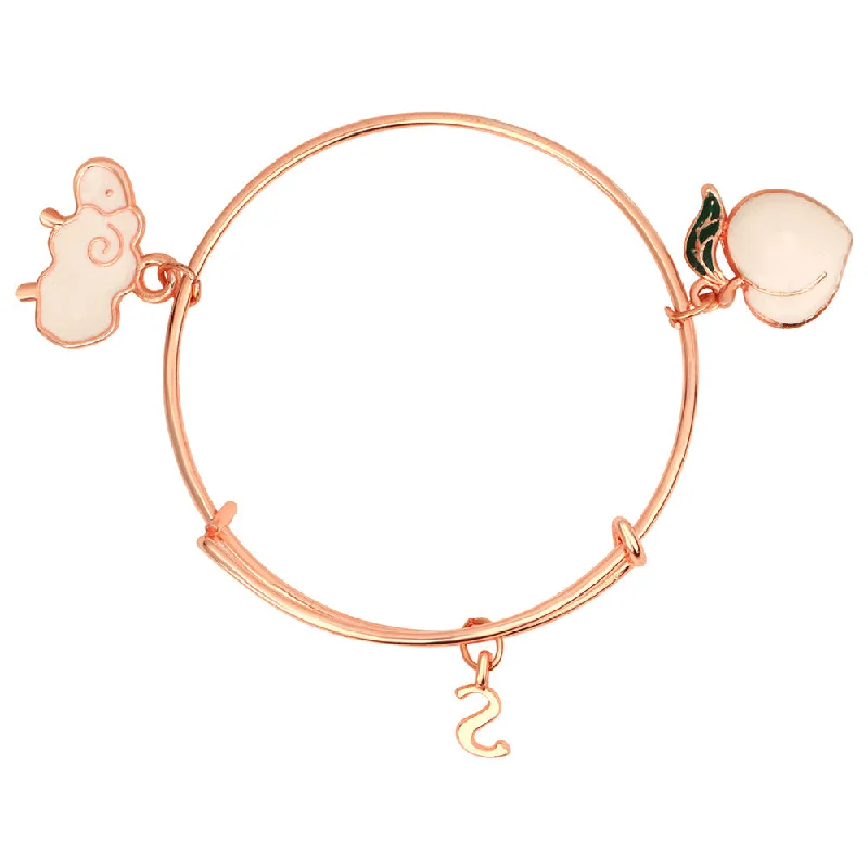 Ladies bracelets gold shine -Mahi S Letter & Ship Shaped Charm Bracelet with Rose Gold Plated for Kids (BRK1100839Z)