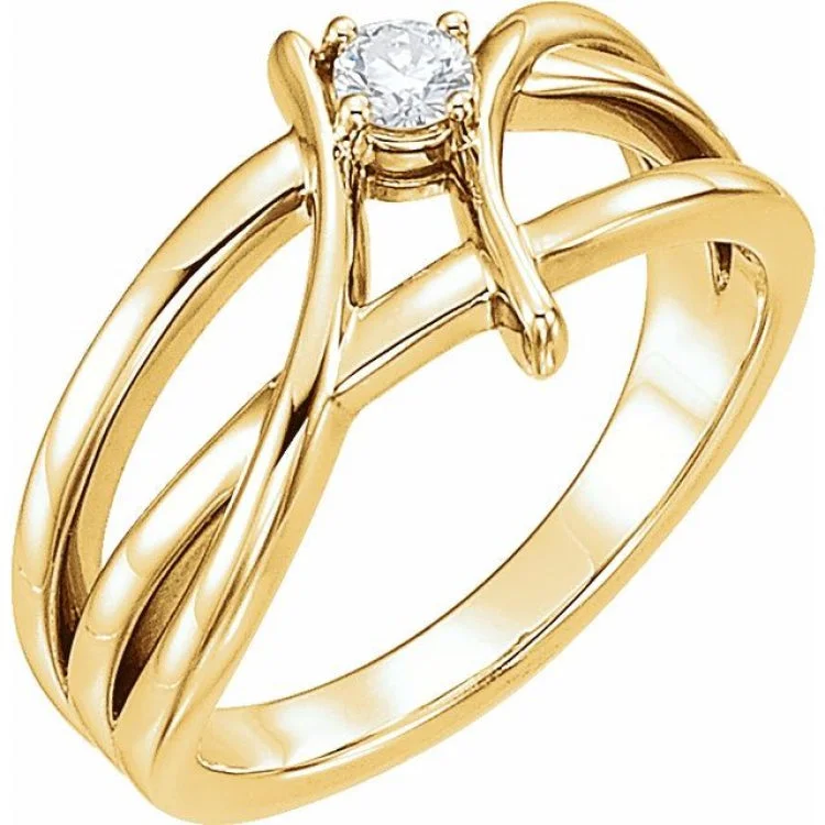 ladies rings statement-14K Yellow 1/8 CT Natural Diamond Ring