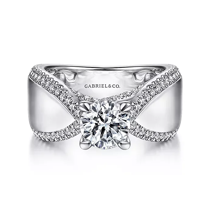 ladies engagement rings diamond-Zoella - 14K White Gold Round Diamond Engagement Ring