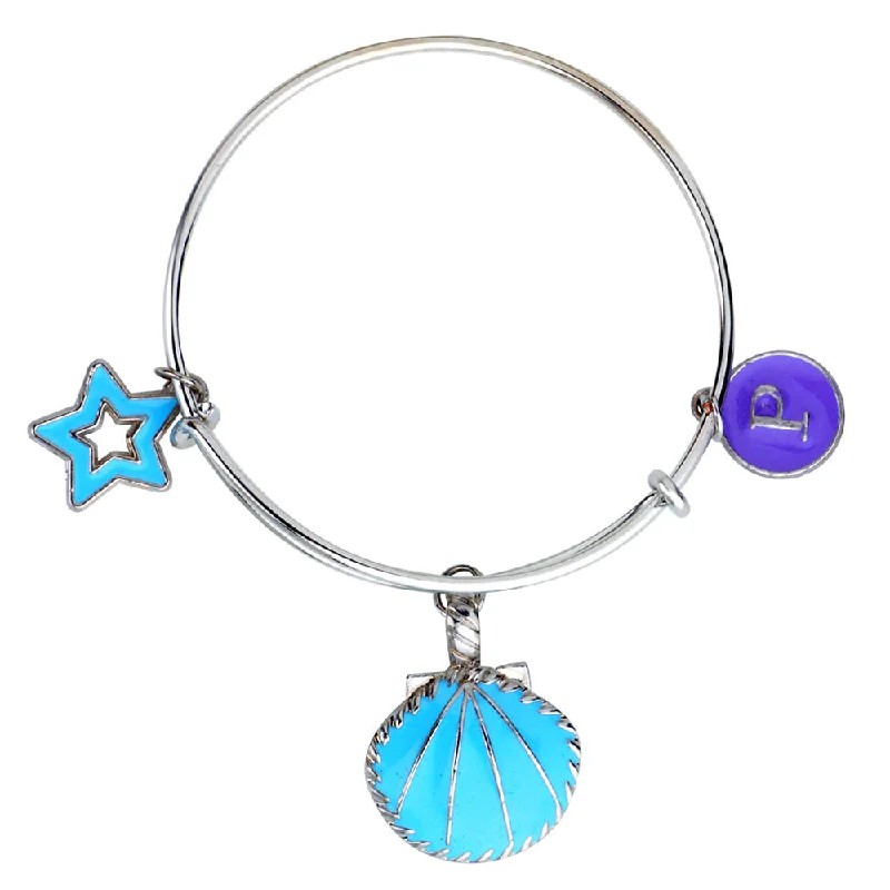 Ladies bracelets no cost delivery -Mahi P Letter & Star Shaped Rhodium Plated Enamel Work Charms Kids Bracelets for Kids (BRK1100922R)