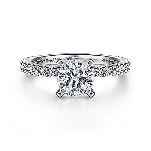 ladies engagement rings natural-Logan - 14K White Gold Round Diamond Engagement Ring