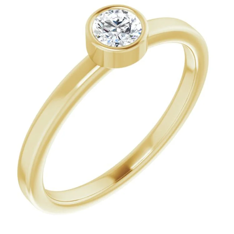 ladies rings adjustable-14K Yellow 4 mm Natural White Sapphire Ring