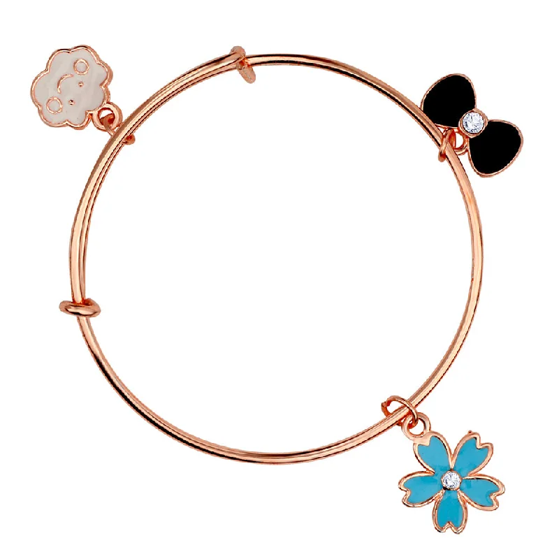 Ladies bracelets local glow -Mahi Rose Gold Plated Cloud, Flower & Boo Shaped Colorful Enamel Work Charms Kids Bracelets for Girls (BRK1100819Z)