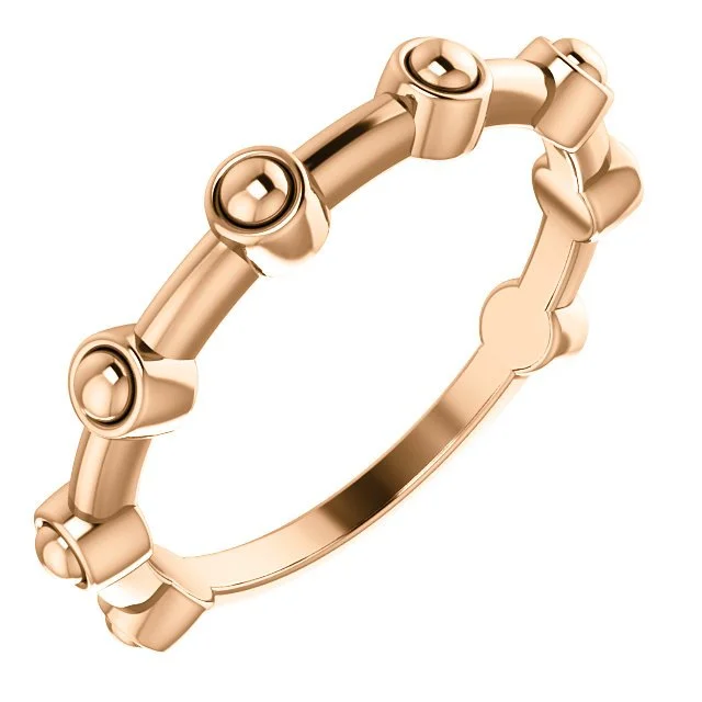 ladies rings standout-14KT Gold Beaded Stackable Bar Ring