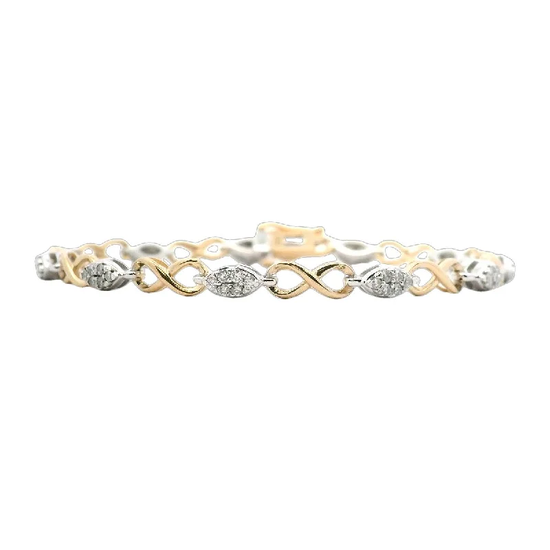 Ladies bracelets wedding shine -14K Yellow and White Gold Diamond Bracelet