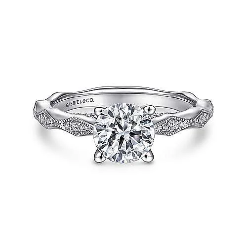 ladies engagement rings casual-Mason - 14K White Gold Round Diamond Engagement Ring