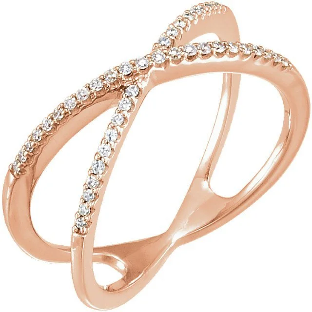 ladies rings pear-14KT GOLD 1/6 CTW DIAMOND CRISS-CROSS RING