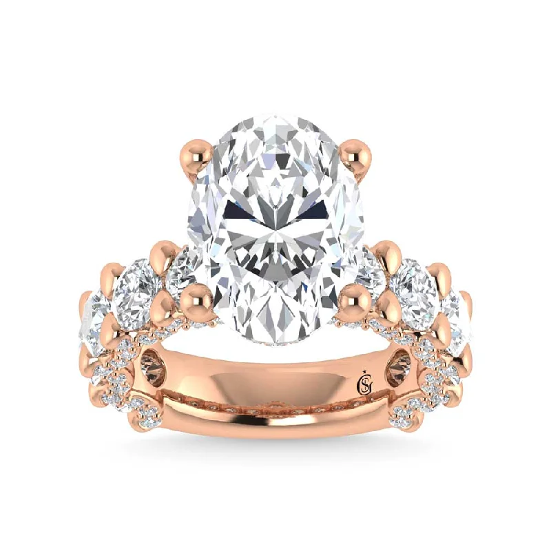 ladies engagement rings peace-14K Rose Gold Lab Grown Diamond 5 3/8 Ct.Tw. Victoria Engagement Ring