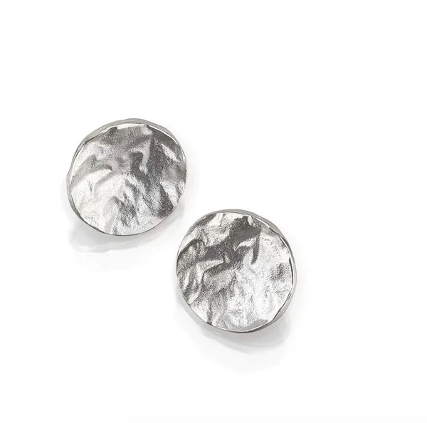 ladies earrings cheap-Reticulated Sterling Circle Post  Earrings