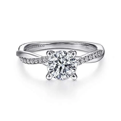 ladies engagement rings stores-Campana - 14K White Gold Round Diamond Engagement Ring