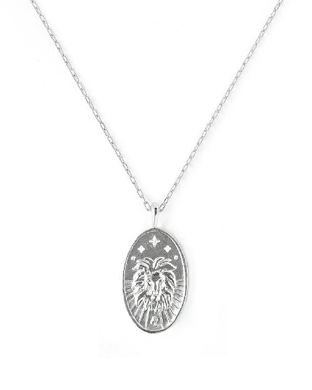 Ladies necklaces promise pendant -Leo Silver Zodiac Necklace