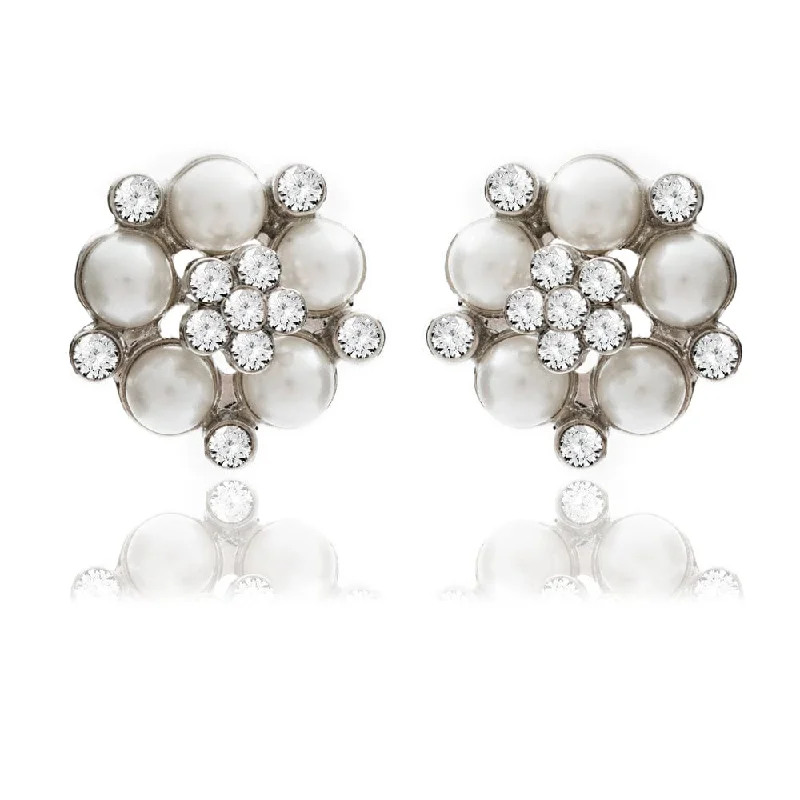 ladies earrings surprise-Audrey Hepburn Earrings: Vintage Style Bridal Pearl Studs