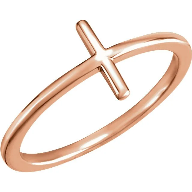 ladies rings party-14KT Gold Sideways Cross Ring