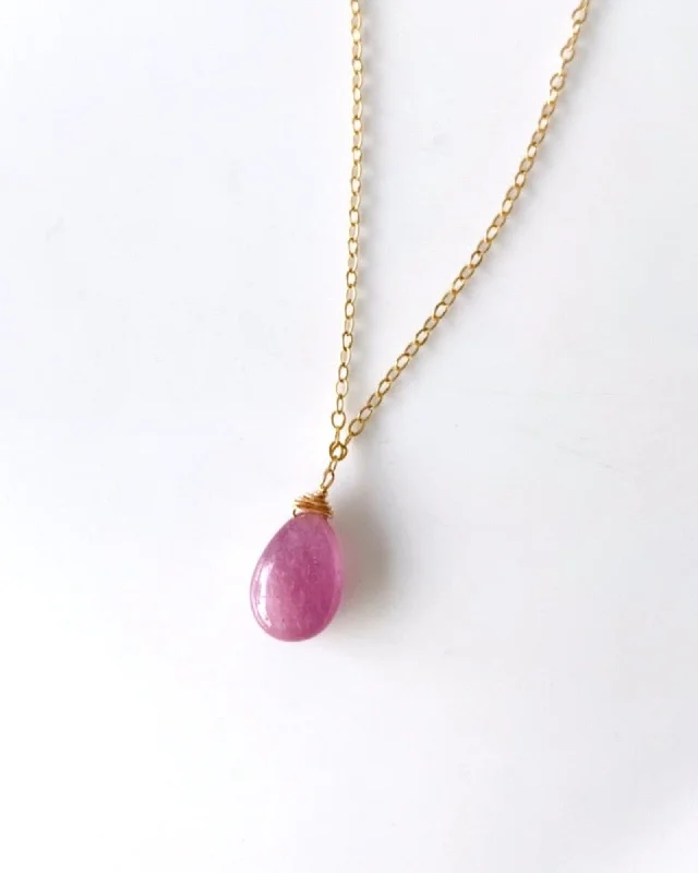 Ladies necklaces heart gem -Ruby Simple Drop Necklace