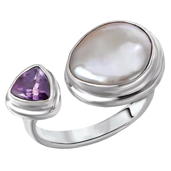 ladies rings maid of honor-Ladies Biwa Pearl Ring