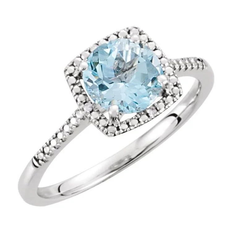 ladies rings outdoor-Sterling Silver Natural Sky Blue Topaz & .01 CTW Natural Diamond Ring