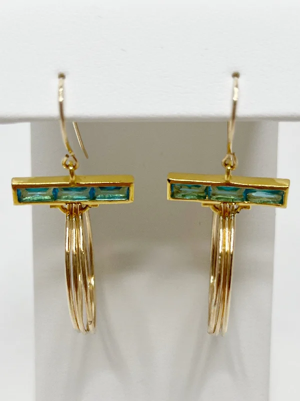 ladies earrings antique-Earrings - Baguette Bar with Thin Gold Filled Rings