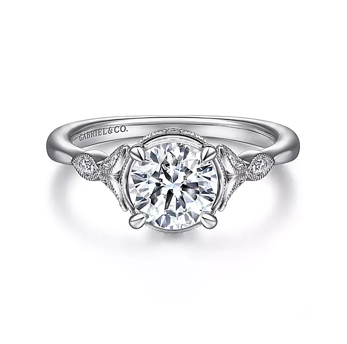 ladies engagement rings reward-Laurenza - 14K White Gold Round Diamond Engagement Ring