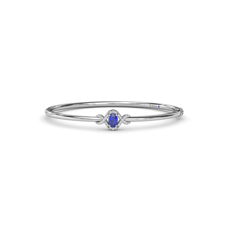 Ladies bracelets gothic shine -Love Knot Sapphire and Diamond Bangle Bracelet BB1885S