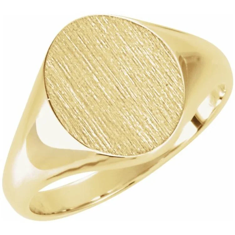 ladies rings vintage-10K Yellow Oval Signet Ring