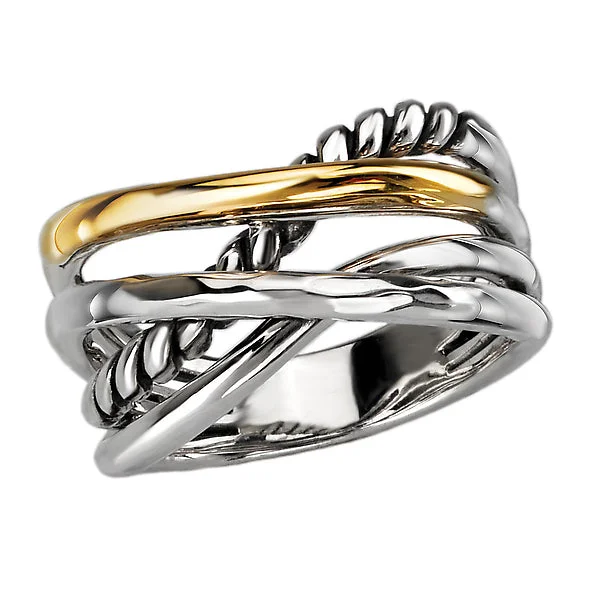 ladies rings brands-Ladies Fashion Two-Tone Ring