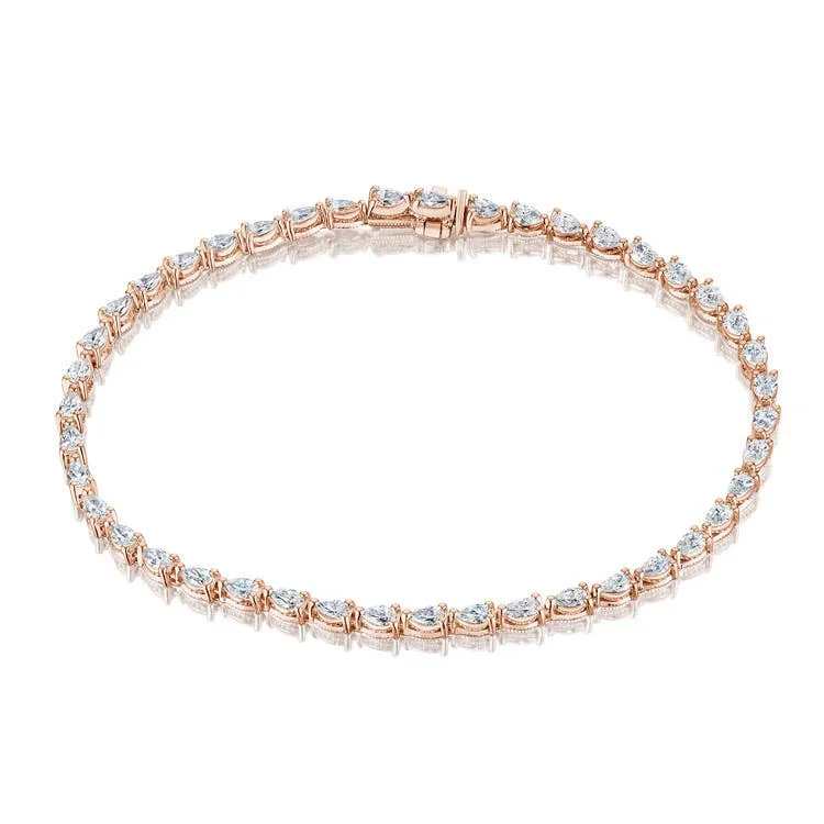 Ladies bracelets natural allure -Stilla | Pear Diamond Tennis Bracelet in 18k Rose Gold FB6737PK