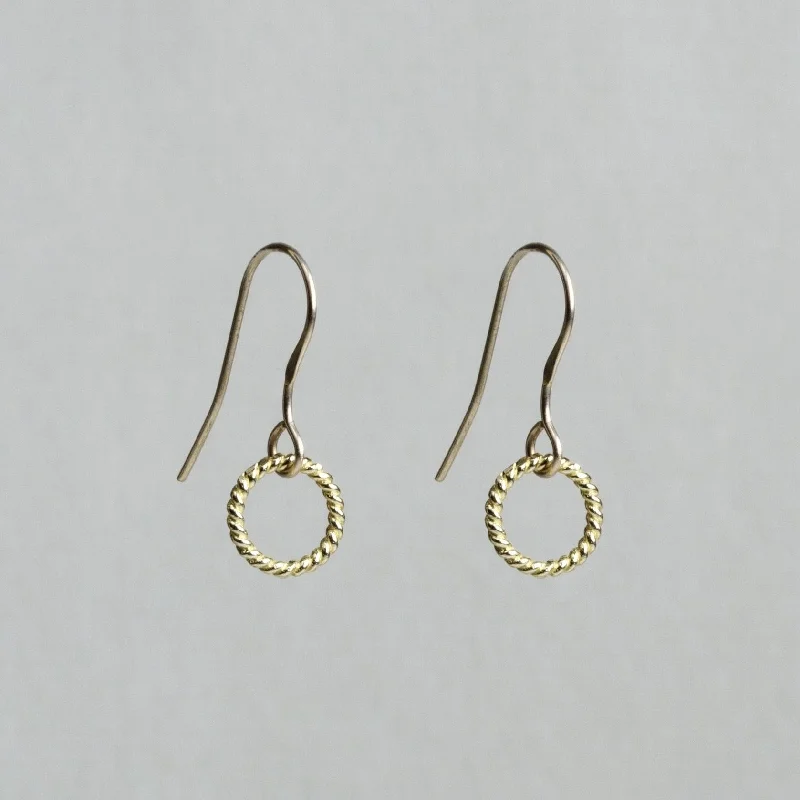 ladies earrings sentimental-Mini Twist Gold Ring Earrings