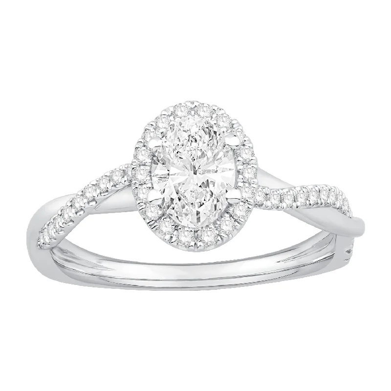 ladies engagement rings repair-14K White Gold Diamond Engagement Ring (.98ctw)