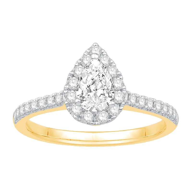 ladies engagement rings wedding band-14K Yellow Gold Diamond Engagement Ring (.87ctw)