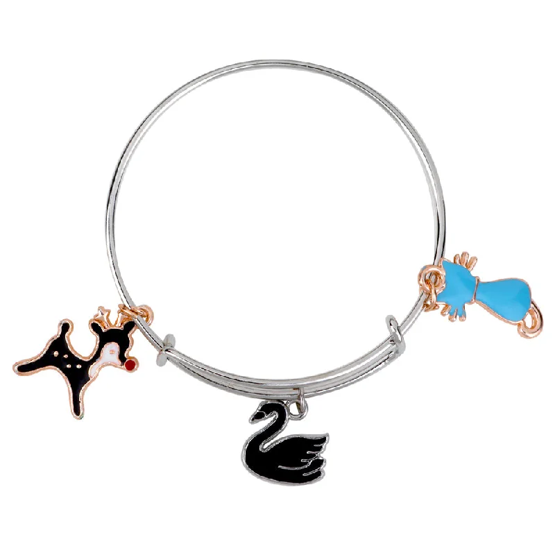 Ladies bracelets rose gold elegance -Mahi Dog Duck & Cat Shaped Enamel Work Charms Kids Bracelets for Girls (BRK1100950M)