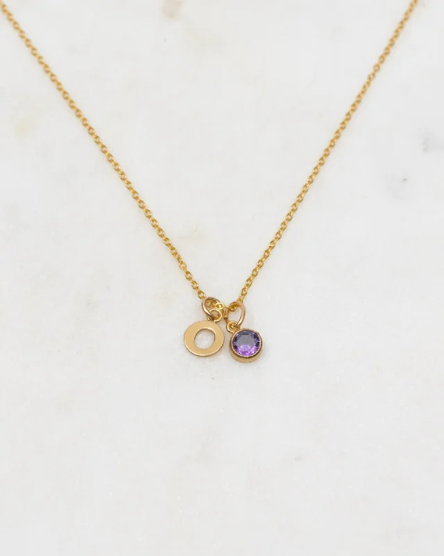 Ladies necklaces twisted chain -Initial O with Birthstone Necklace