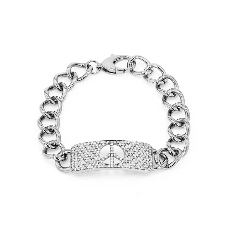 Ladies bracelets resin shine -Peace is the Answer Diamond ID Bracelet  B0003031