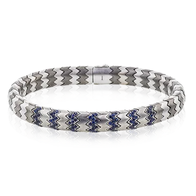 Ladies bracelets maori shine -Men's Titanium Bracelet In 18k Gold With sapphires BT1004