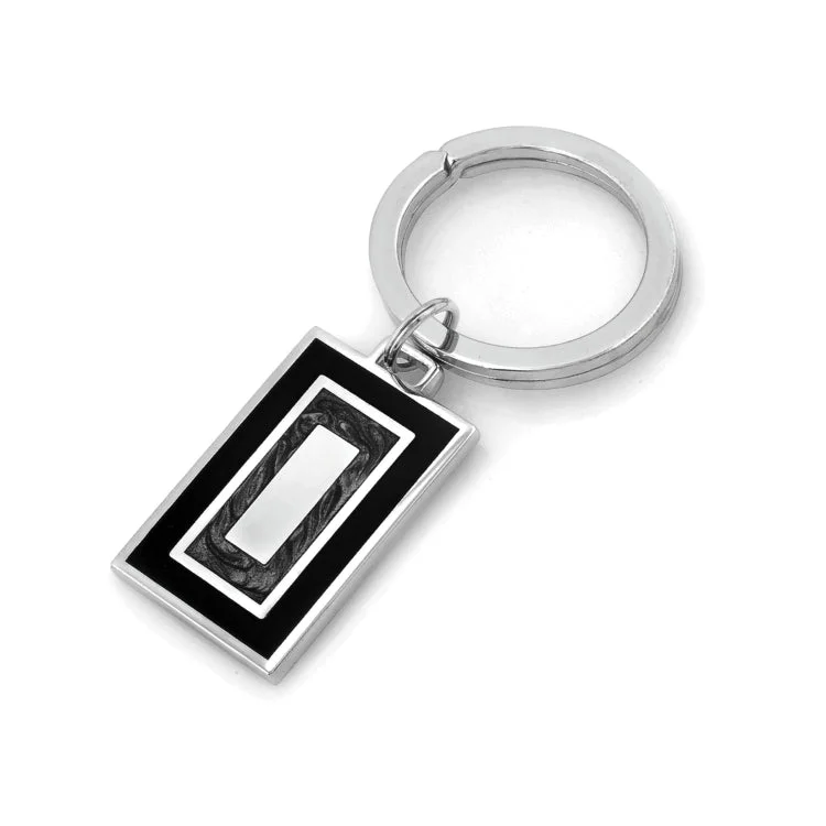 ladies rings elegant-Rhodium Finish Black & Grey Lacquer Key Ring