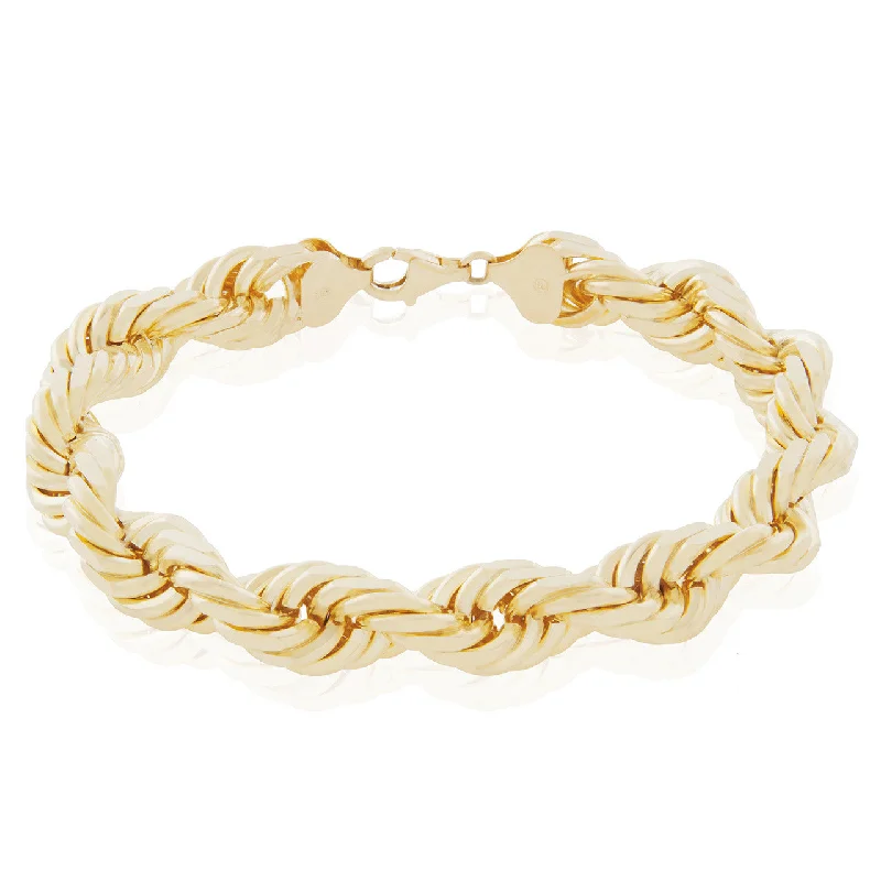 Ladies bracelets 1980s dazzle -10k Yellow Gold 10.5mm Rope Bracelet