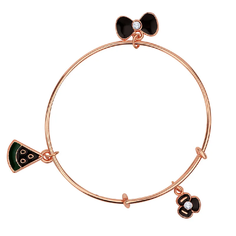 Ladies bracelets quality charm -Mahi Rose Gold Plated Swan & Butterfly Shaped Colorful Kids Bracelets for Girls (BRK1100817Z)