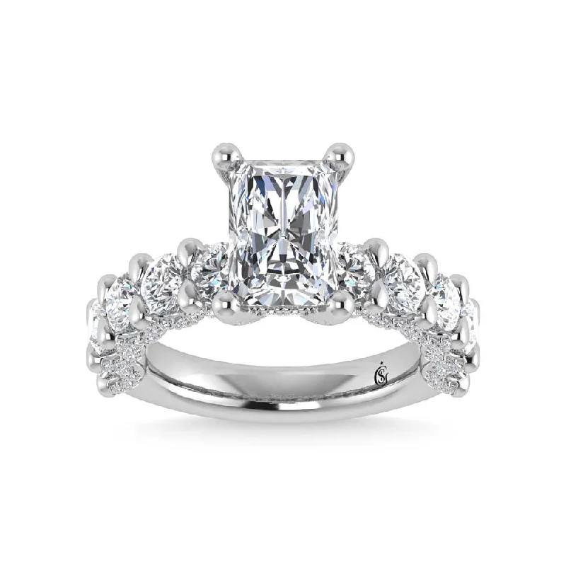 ladies engagement rings blue-14K White Gold Lab Grown  Diamond 5 3/8 Ct.Tw. Victoria Engagement Ring