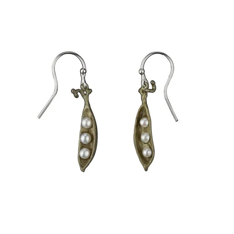 ladies earrings rectangle-Peapod Dangle Earrings