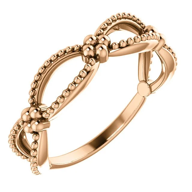 ladies rings viral-14KT GOLD BEADED STACKABLE TWIST RING