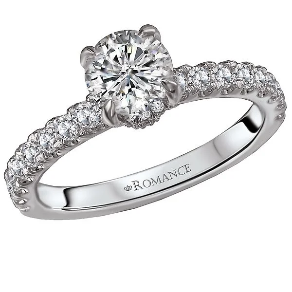 ladies rings seasonal-18KT White Gold 1.25 CTW Diamond Accented Head Ring