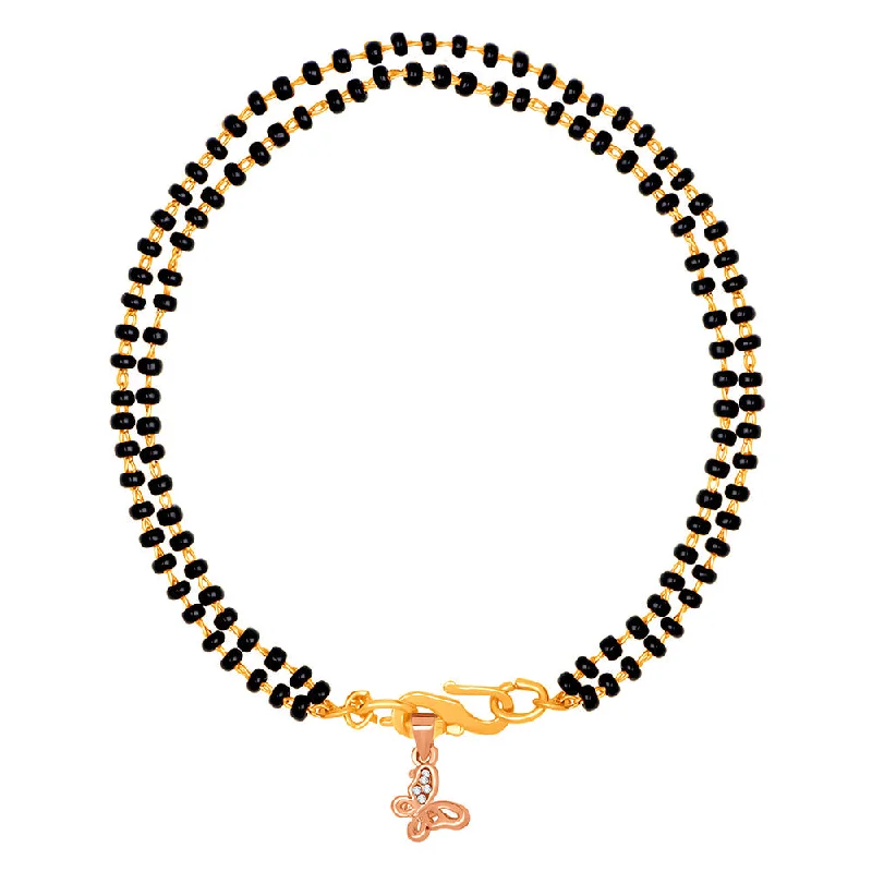 Ladies bracelets for her glow -Mahi Dual Chain Butterfly Charm Mangalsutra Bracelet with Beads and Crystal for Women (BR1100495M)