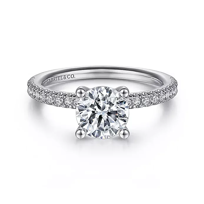 ladies engagement rings understated-Serenity - 14K White Gold Round Diamond Engagement Ring